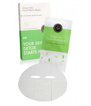 Маска тканевая для лица "детокс" с экстрактом зеленого чая Green Tea Facial Sheet Masks, 6 шт