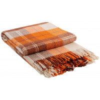 Плед новозеландская шерсть Vladi 02-08 Бел/оранж/тер 140х200 